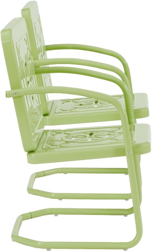 Crosley Furniture Azalea 2-Piece Outdoor Chair Set, Vintage Retro Metal Patio Chairs for Dining, Porch, Deck, Key Lime Gloss