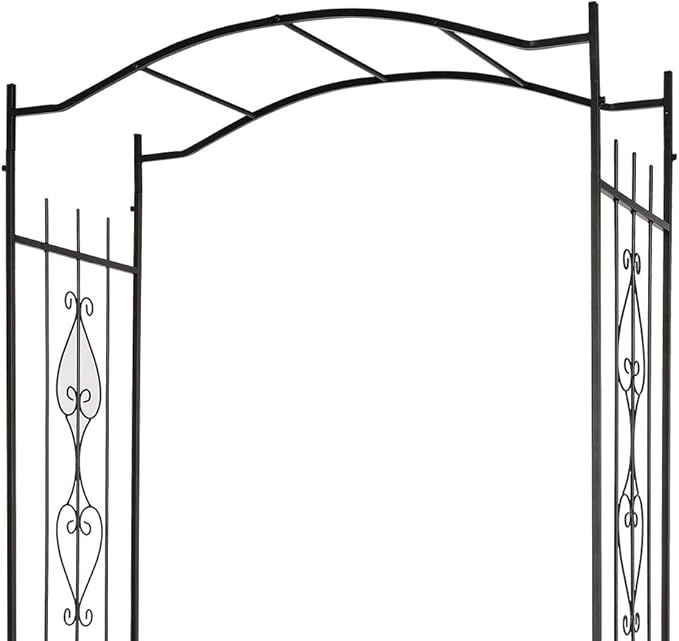 Garden Arbor with Side Garden Trellis, 7.5FT Metal Garden Arch for Climbing Plants Outdoor, Black Archway for Lawn, Patio and Backyard, Wedding Arches for Ceremony, Includes Ground Stakes