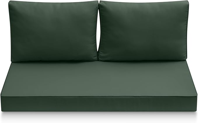 Outdoor Loveseat Cushions, 48 x 24 x 4 Inches Waterproof Fade Resistant Cushion Set for Couch, Bench and Swing