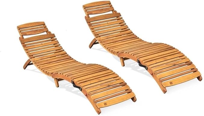 Christopher Knight Home Lahaina Wood Outdoor Chaise Lounge Set, 2-Pcs Set, Natural Yellow
