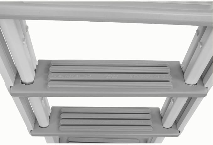 Confer Plastics Step-1X with 8000X Ground to Step Ladder: Above Ground Entry System, Dual Handrails, Slip-Resistant Steps, Supports 300 lbs, Easy Install – Made in USA, White with Blue Step-1
