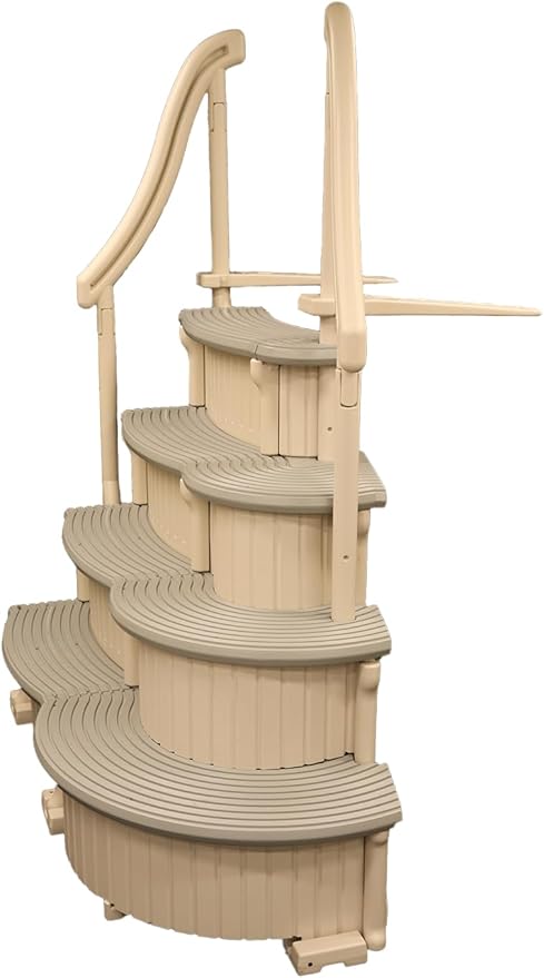 Confer Plastics Curve CCX-AG Drop in Above Ground Pool Step with Grey Treads - Base Step with Add-On