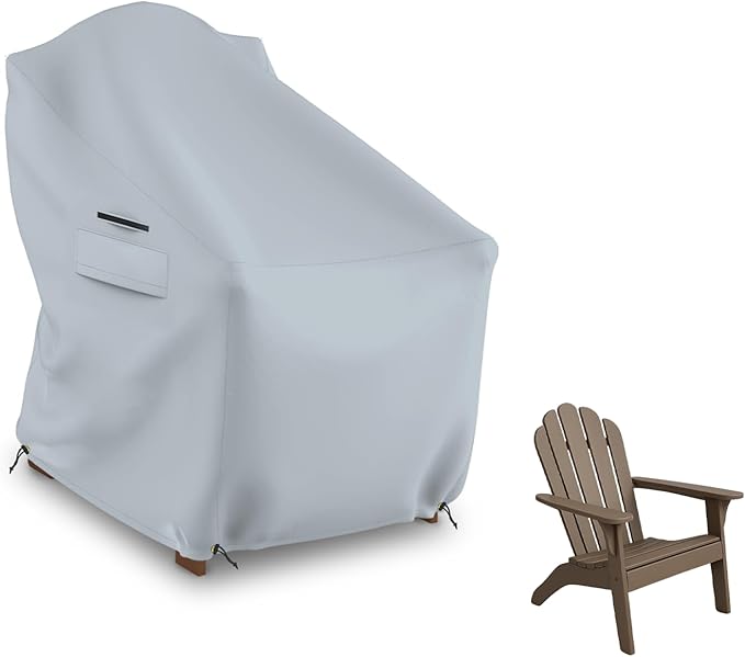 Seal Skin Covers Waterproof Adirondack Chair Cover, Heavy Duty Outdoor Furniture Cover with Drawstring, Buckles, Air Vent, Durable Fabric (Gray, 30"W x 34"D x 36" H)
