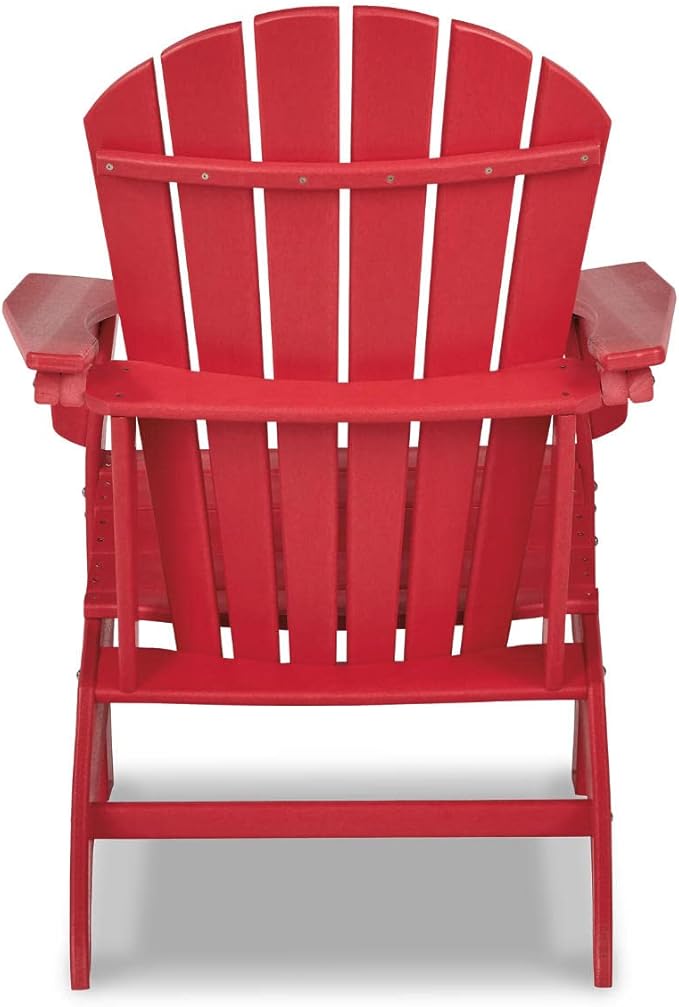 Signature Design by Ashley Sundown Treasure Outdoor Patio HDPE Weather Resistant Adirondack Chair, Red