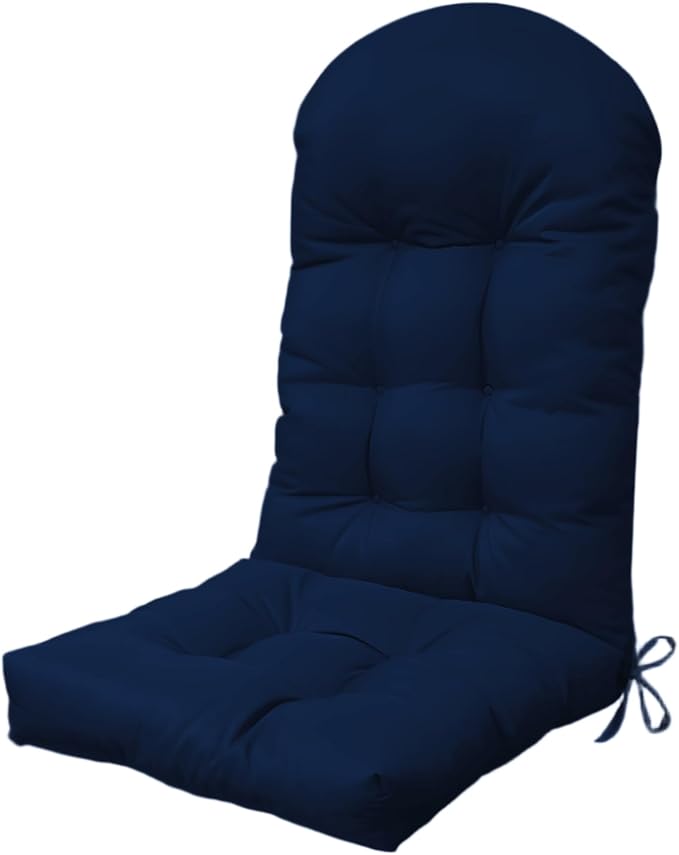 Adirondack Chair Cushion, 44x19x5 Inches, Enlarged Thickened Rocking Chair Pad with Splash Proof Fabric, High Back Support with Ties