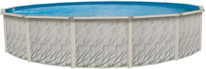 Lake Effect Pools 'Meadows' 30 ft Round Above Ground Swimming Pool | 52 Inch Steel Side Walls | Kit Includes: 25 Gauge Overlap Liner & Widemouth Skimmer