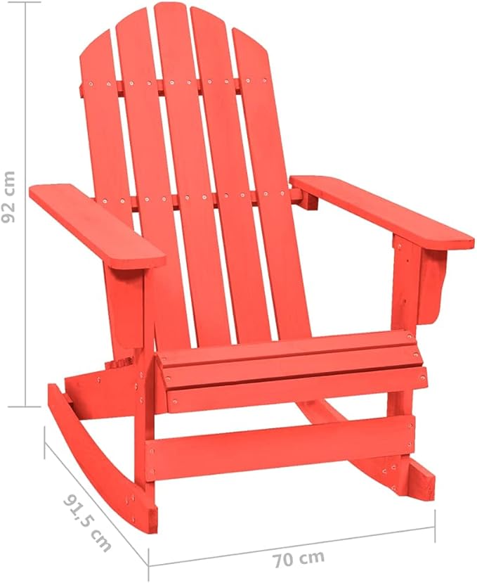 vidaXL Red Patio Rocking Adirondack Chair with Sturdy Solid Fir Wood Structure, Ergonomic Design for Optimal Comfort, Weather Resistant and Easy to Clean