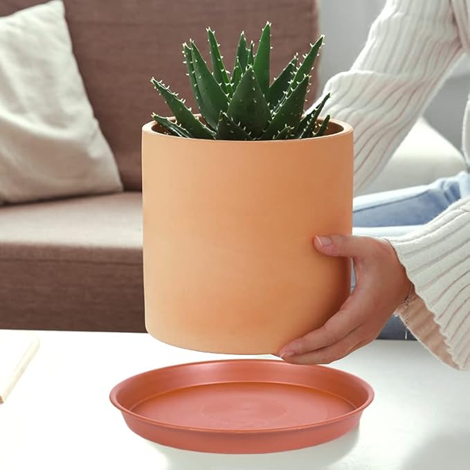 4 Pack of 12 inch Plant Saucer, Heavy Duty Plastic Bird Bath Bowl 12 inch, Plant Tray for Pots, Flower Plant Saucers for Indoors, Plant Trays for Planter 11"/12" (12 inch, Terracotta)