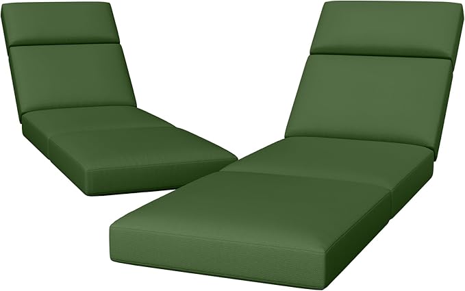 2 Pcs Chaise Lounge Cushions Outdoor, 80 x 26 x 4 Inch Lounge Chair Cushions for Outdoor Furniture - Waterproof Lounge Patio Replacement Cushion, 4In Fade-Resistant ThickPatio Chaise Lounge Cushion