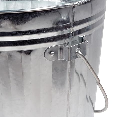 Mytee Products Galvanized Trash Can w/Lid Ideal for Trailers - 4 Gallon Steel Mounted Small Outdoor Garbage Can for Home, Office, Bathroom, Kitchen - Fire and Heat Resistant