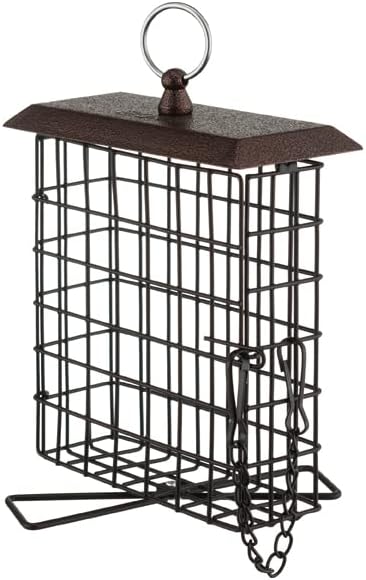 iBorn Suet Feeder Suet Bird Feeders for Outside Hanging,Squirrel Proof Suet Cakes Bird Feeder for Wild Birds,Metal Brown(Pack of 2)