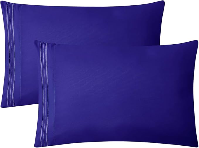 Clara Clark Bed Sheets, Premier 1800 Series 4 Piece Bed Sheet Set, Deep Pocket, Wrinkle, Fade, Stain Resistant, Luxury Soft Bedding Sheets & Pillowcases, Queen, Royal Blue