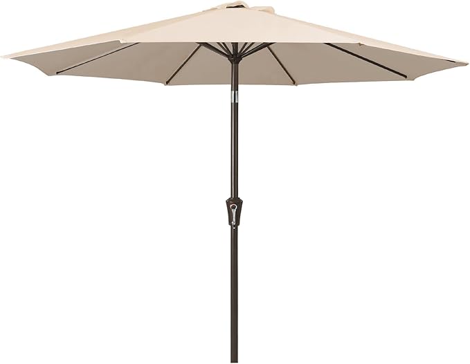 JEAREY 10FT Outdoor Patio Umbrella Outdoor Table Umbrella with Push Button Tilt and Crank, Market Umbrella 8 Sturdy Ribs UV Protection Waterproof for Pool, Garden (Cream Beige)