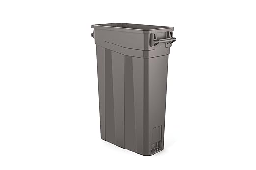 Suncast Commercial TCNH2030 Narrow Trash Can With Handles, 30.00" Height x 11.08" Width, 23 gal Capacity, Gray