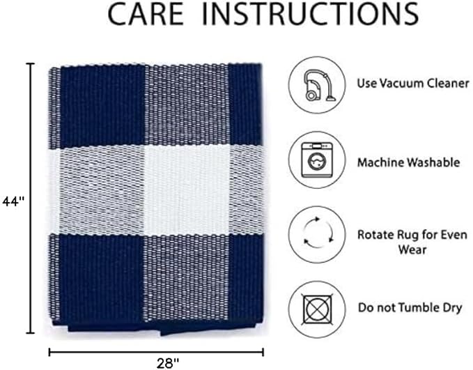 IOHOUZE Buffalo Plaid Checkered Rug 27.5" X 43" Front Door Mats, Washable Area Rugs for Front Porch Decor, Spring Summer Welcome Mats Outdoor, Navy White Rug for Farmhouse/Entryway/Home Entrance
