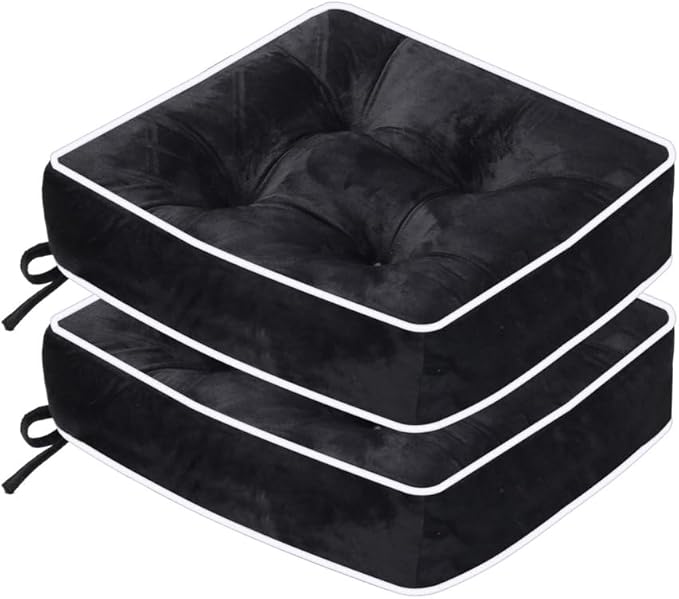 ERWUDEling Outdoor Chair Cushions Set of 2, Patio Cushions for Outdoor Furniture, Tufted Waterproof Outdoor Chair Pads, 17x17x5inch,Black