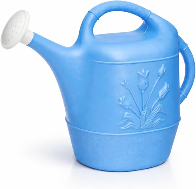PMU 2 Gallon Watering Can - Garden Watering Can for Indoor & Outdoor Plants - Plastic Water Can with Detachable Sprinkler Head - Large Water Pot, Made in USA - Blue Pkg/1