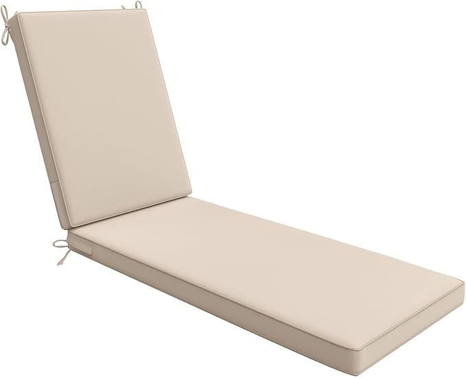 AAAAAcessories Outdoor Chaise Lounge Cushions, Waterproof, Fade-Resistant Patio Furniture Replacement Cushions, 80" x 26" x 3", Sandstone Beige