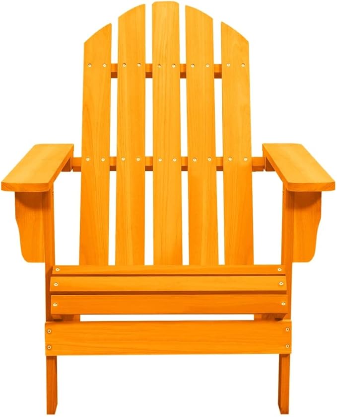 Patio Adirondack Chair Solid Fir Wood Orange, Patio Dining Chairs, Bar Stools, Outdoor Seating for Outdoor Relaxation and Entertaining in Your Backyard or Poolside
