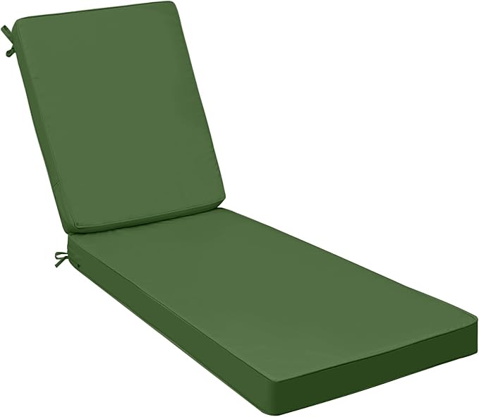 AAAAAcessories Outdoor Chaise Lounge Cushions, Fade-Resistant, Waterproof Patio Furniture Replacement Cushions, 72" x 21" x 3", Dark Moss Green
