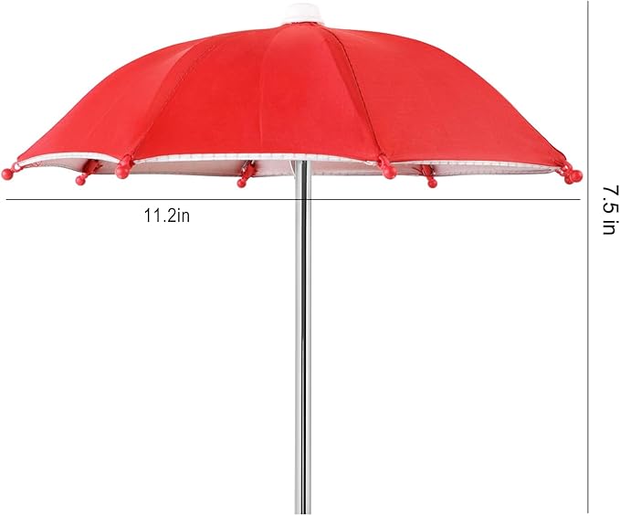 Squirrel Picnic Table Feeder Replacement Mini Umbrella for Outside (Bright-Red)