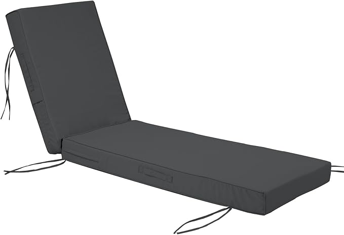 Outdoor Chaise Lounge Cushion, 4 Inch Thick Waterproof Fade Resistant Patio Furniture Lounger Chair Cushion Pad for Pool (1, Dark Gray, 72'' L x 21'' W x 4" T)