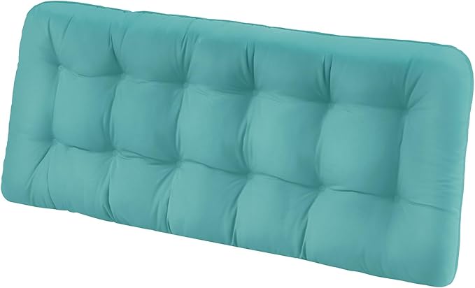 Tufted Bench Cushions for Outdoor Furniture, 59" x 18" Porch Swing Cushions Filled with Foam, Overstuffed Patio Cushions for Bench Loveseat with 2-3 Seats,Thick and Water Resistant, Teal