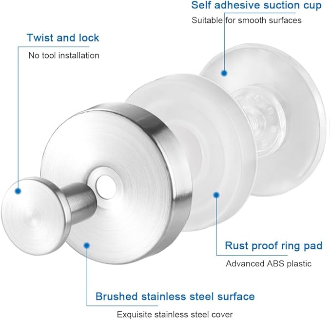 Suction Cup Wreath Hanger，Suction Cup Hooks Hanging 15 Lbs，Waterproof Suction Cup Wreath Holder for Windows, Shower, Wreaths，Smooth Doors (Silver, 2)