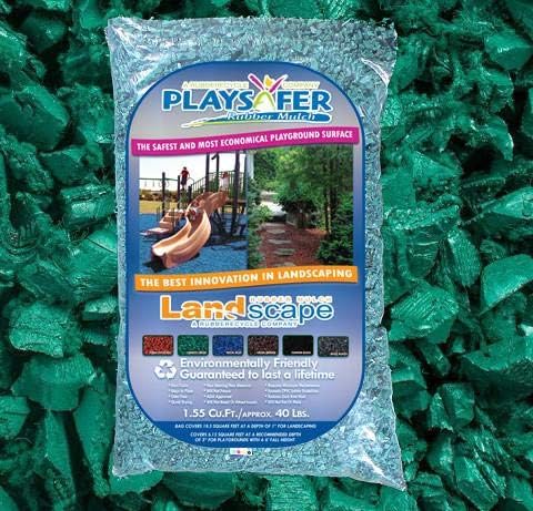 Playsafer Rubber Mulch Nuggets Protective Flooring for Playgrounds, Swing-Sets, Play Areas, and Landscaping (40 LBS - 1.55 CU. FT., Green)