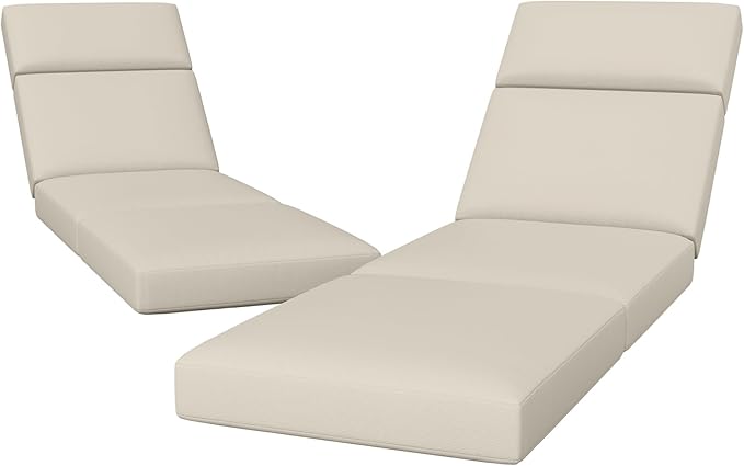 2 Pcs Chaise Lounge Cushions Outdoor, 80 x 26 x 4 Inch Lounge Chair Cushions for Outdoor Furniture - Waterproof Lounge Patio Replacement Cushion, 4In Fade-Resistant ThickPatio Chaise Lounge Cushion