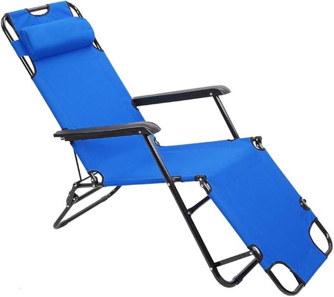 Outdoor Folding Chaise Lounge Chair, Patio Sun Lounger Reclining Beach Chair Sun Patio Pool Lawn Recliner Chair