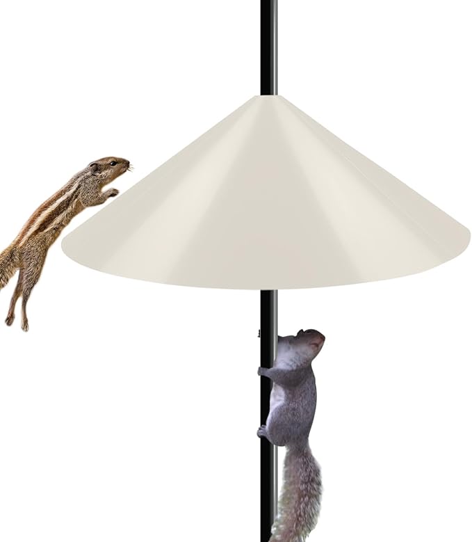 19 Inch Wide Squirrel Baffle for Bird Feeder Pole, Outside Pole Mount Stopper & Bird House Guard for Outdoor Shepherd’s Hook, Beige, 1 Pack