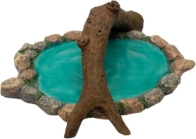 Treasure Gurus Miniature Stone Pond Log Branch Bridge Outdoor Fairy Garden Mini Dollhouse Landscape Decor