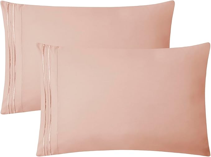 Clara Clark Bed Sheets, Premier 1800 Series 4 Piece Bed Sheet Set, Deep Pocket, Wrinkle, Fade, Stain Resistant, Luxury Soft Bedding Sheets & Pillowcases, Twin, Peach