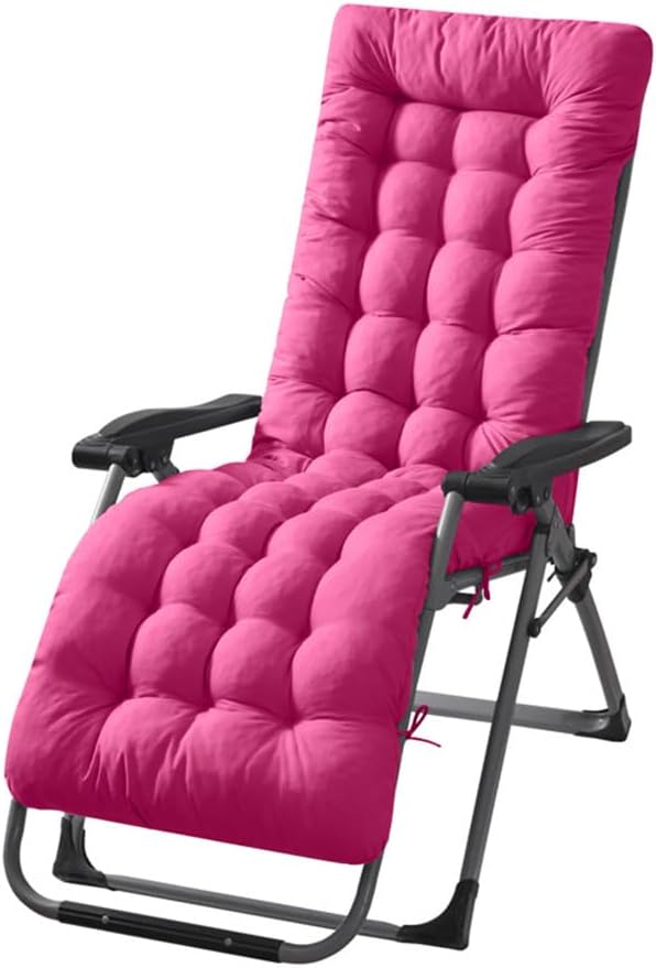 Patio Chaise Lounger Cushion, Lounge Chair Recliners Chair Cushions, Rocking Chair Sofa Cushion with 6 Ties,Thick Padded Swing Bench Cushion，61x18.89x3.14in (Rose red)