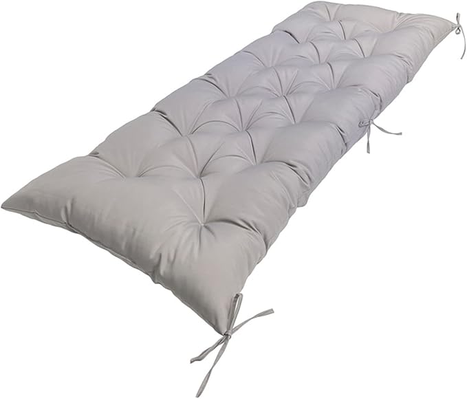 Outdoor Chair Cushions with Ties, Waterproof Tufted Overstuffed Bench Cushion for Swing Loveseat Patio Funiture 47"*20" Light Grey