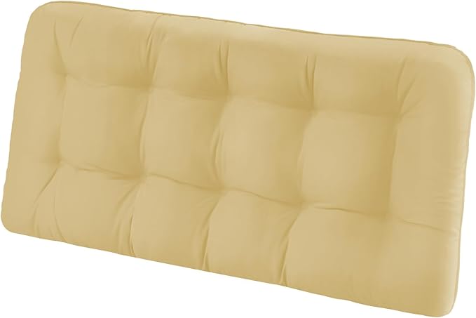 Tufted Bench Cushions for Outdoor Furniture, 44" x 19" Porch Swing Cushions Filled with Foam, Overstuffed Patio Cushions for Bench Loveseat with 2-3 Seats,Thick and Water Resistant, Khaki