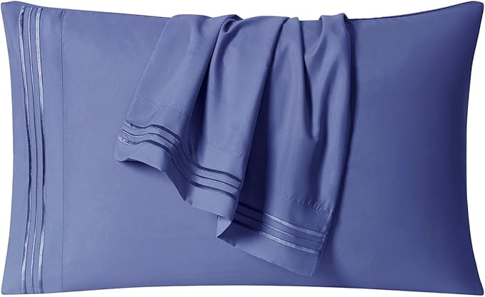 Clara Clark Bed Sheets, Premier 1800 Series 4 Piece Bed Sheet Set, Deep Pocket, Wrinkle, Fade, Stain Resistant, Luxury Soft Bedding Sheets & Pillowcases, California King, Steel Blue