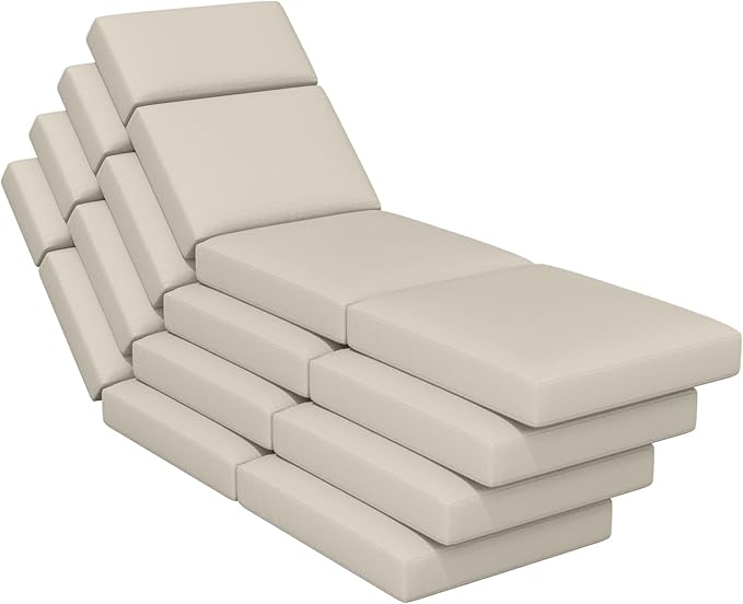 4 Pcs Chaise Lounge Cushions Outdoor, 72 x 21 x 4 Inch Lounge Chair Cushions for Outdoor Furniture - Waterproof Lounge Patio Replacement Cushion, 4In Fade-Resistant ThickPatio Chaise Lounge Cushion