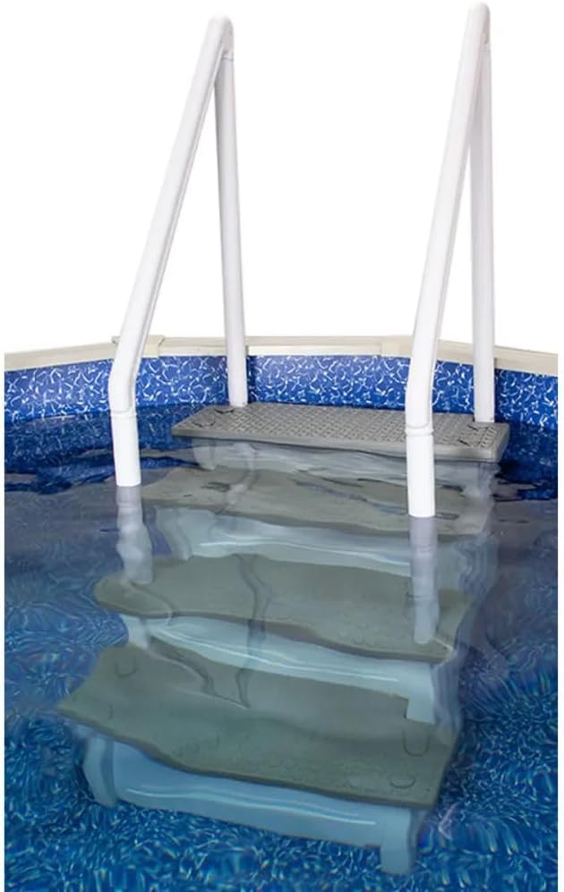 Aqua Select Anti-Slip in-Pool Steps | White/Gray Steps | for Above Ground Swimming Pools | Can Mount to Decks 48" to 54" H | Safety Stairs Capacity Up to 350 lbs
