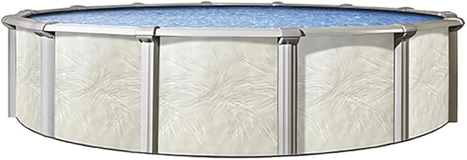 Lake Effect Pools 'Fallston' 27 ft Round Above Ground Swimming Pool | 52 Inch Steel Side Walls | Kit Includes: 25 Gauge Overlap Liner & Widemouth Skimmer