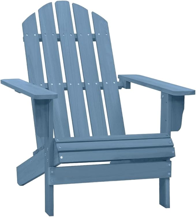 Patio Adirondack Chair Solid Fir Wood Blue, Patio Dining Chairs, Bar Stools, Outdoor Seating for Outdoor Relaxation and Entertaining in Your Backyard or Poolside