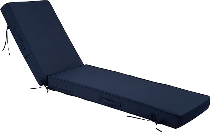Outdoor Chaise Lounge Cushions, 4 Inch Thick Waterproof Fade Resistant Patio Furniture Lounger Chair Cushion Pad for Pool (1, Navy Blue, 72'' L x 21'' W x 4" T)