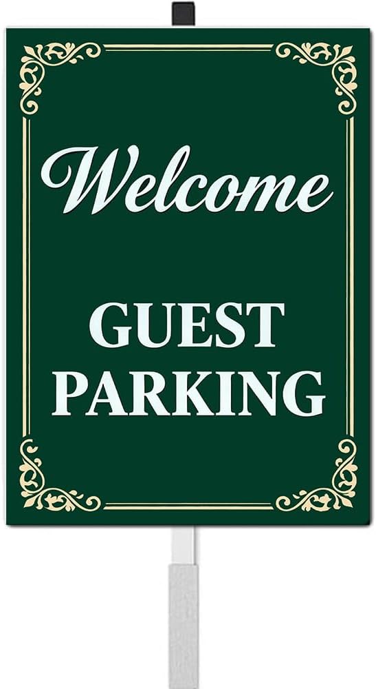 Welcome Guest Parking Yard Signs With Stakes Rustproof Reflective Aluminum Visitor Customer Parking Only Sign Garden Stake for Lawn Outdoor Decorations 8x12 In