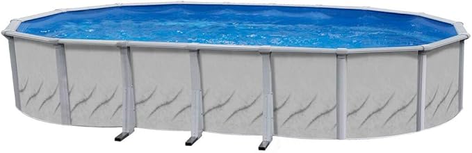 Lake Effect Pools 'Galleria' 18 ft x 33 ft Oval Above Ground Swimming Pool | 52 Inch Steel Side Walls | Kit Includes: 25 Gauge Overlap Liner & Widemouth Skimmer