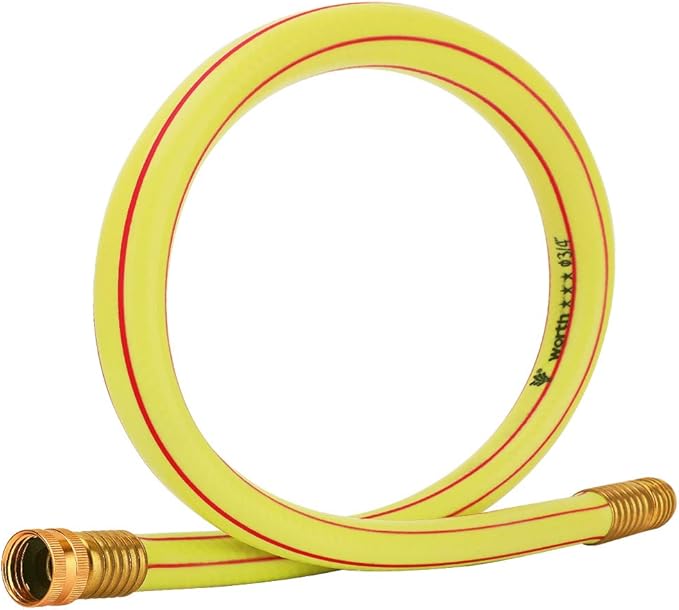 Lead-in Yellow Short Garden Hose 3/4 in. x 3 ft. -No Kink, Leak Free, Flexible, Male to Female Fittings -Heavy Duty Lightweight PVC Water Hose -150PSI Work & 500PSI Burst, for Reel Cart & Outdoor Use