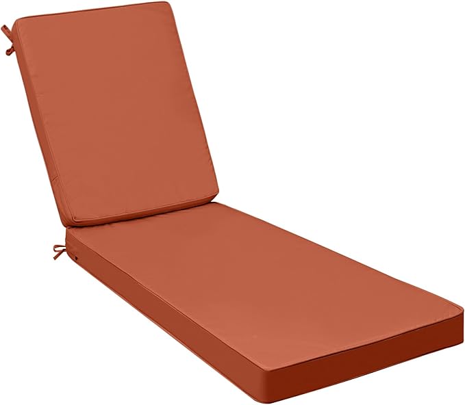 AAAAAcessories Outdoor Chaise Lounge Cushions, Fade-Resistant, Waterproof Patio Furniture Replacement Cushions, 74" x 23" x 3", Rust