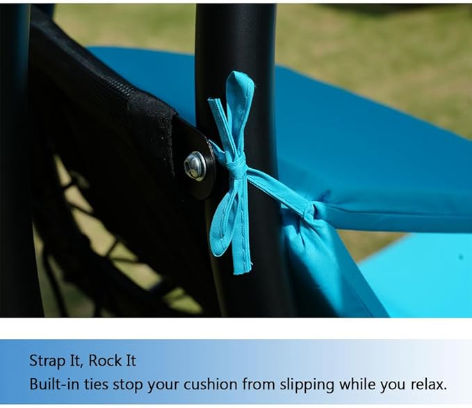 Outdoor Hanging Lounge Chair Cushion with Umbrella – High-Resilience Sponge, Side Pocket, Fade-Resistant, Patio Curved Chaise Hammock Swing Lounger Cushion Pad（Sky Blue）
