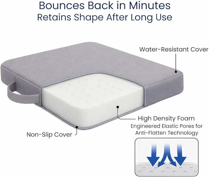 Premium Stadium Seat Cushions for Bleachers – Extra Thick for Long Sitting Hours, Waterproof 2-Pack Bleacher Cushions, Portable, Lightweight Stadium Seat Pads, Suitable for Outdoor Use (Grey)