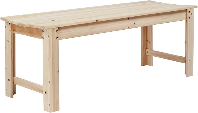 VINGLI Outdoor Wood Bench, 48" Outdoor Bench Patio Wooden Bench Garden Bench Outdoor Backless Bench for Deck Patio (Natural)